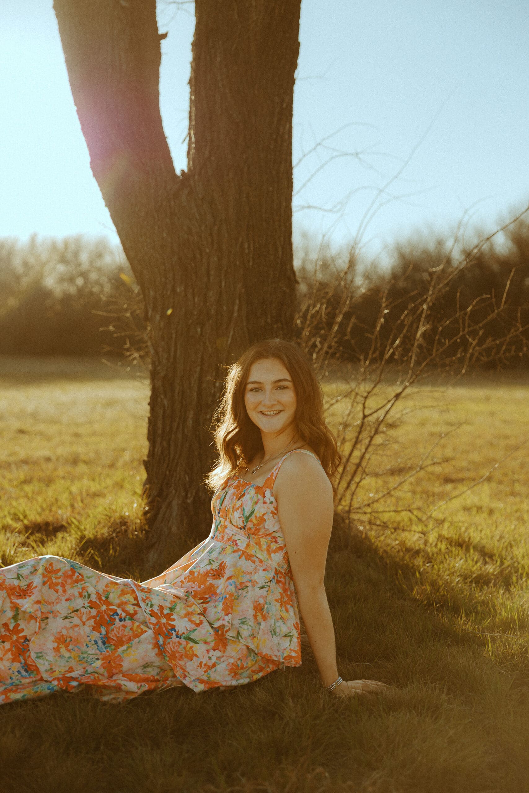 Golden hour senior session in a field in Buffalo Gap, TX