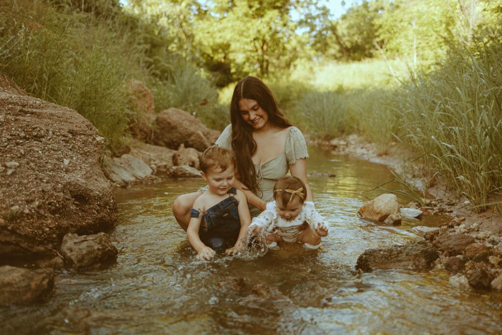 Dreamy family session by a creek in Abilene, TX