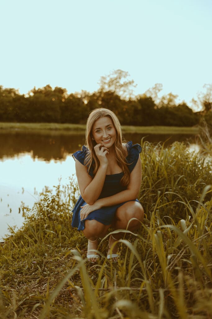 Dreamy senior session by water at Cal Young Park in Abilene, TX