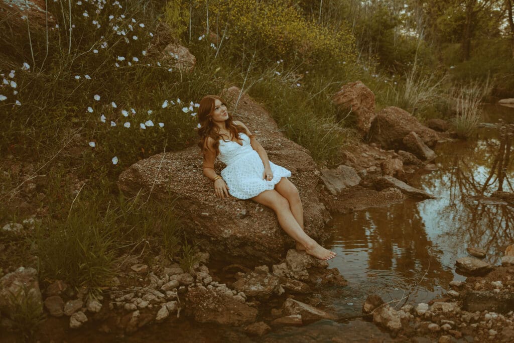 Whimsical creek senior session in Abilene, TX