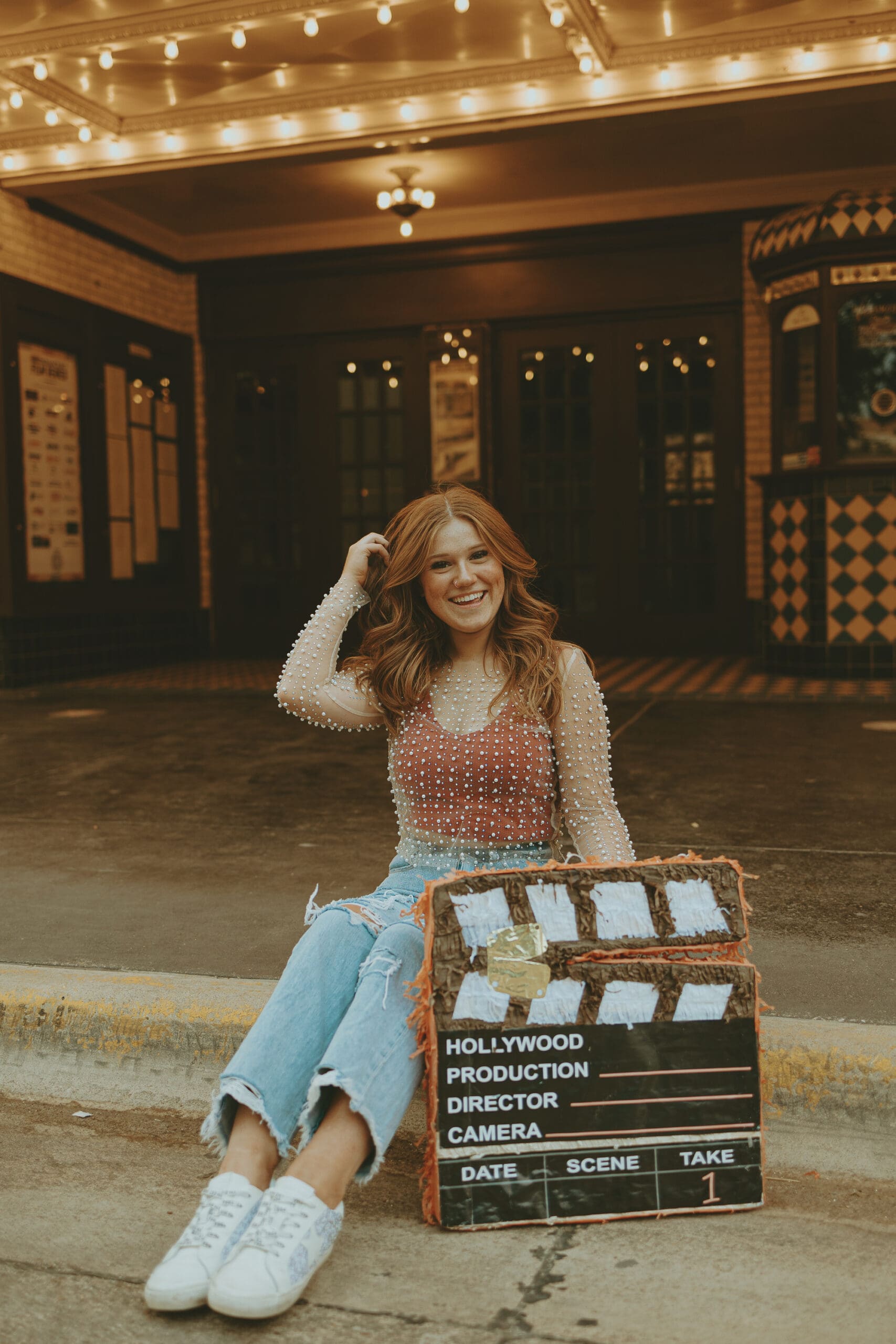 Downtown senior session at The Paramount in Abilene, TX
