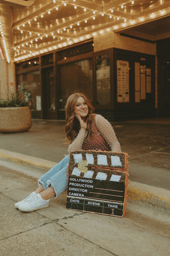 Downtown senior session at The Paramount in Abilene, TX