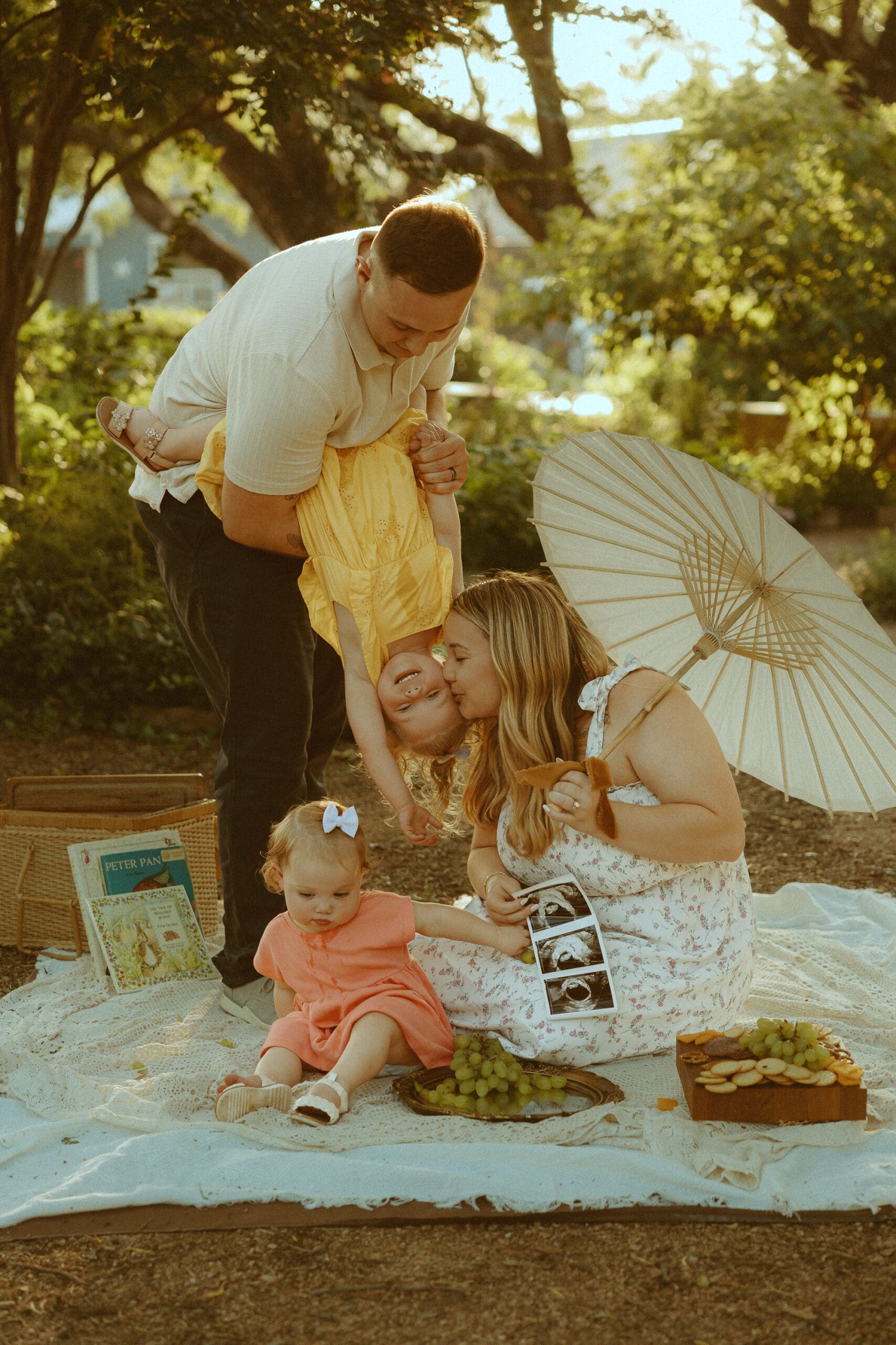 Dreamy styled shoot turned pregnancy announcement at Swenson House Garden in Abilene, TX