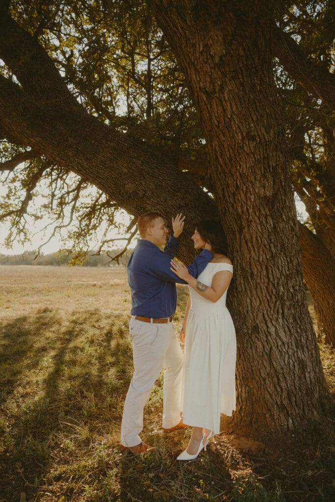 Intimate engagement session in a field in Buffalo Gap, TX