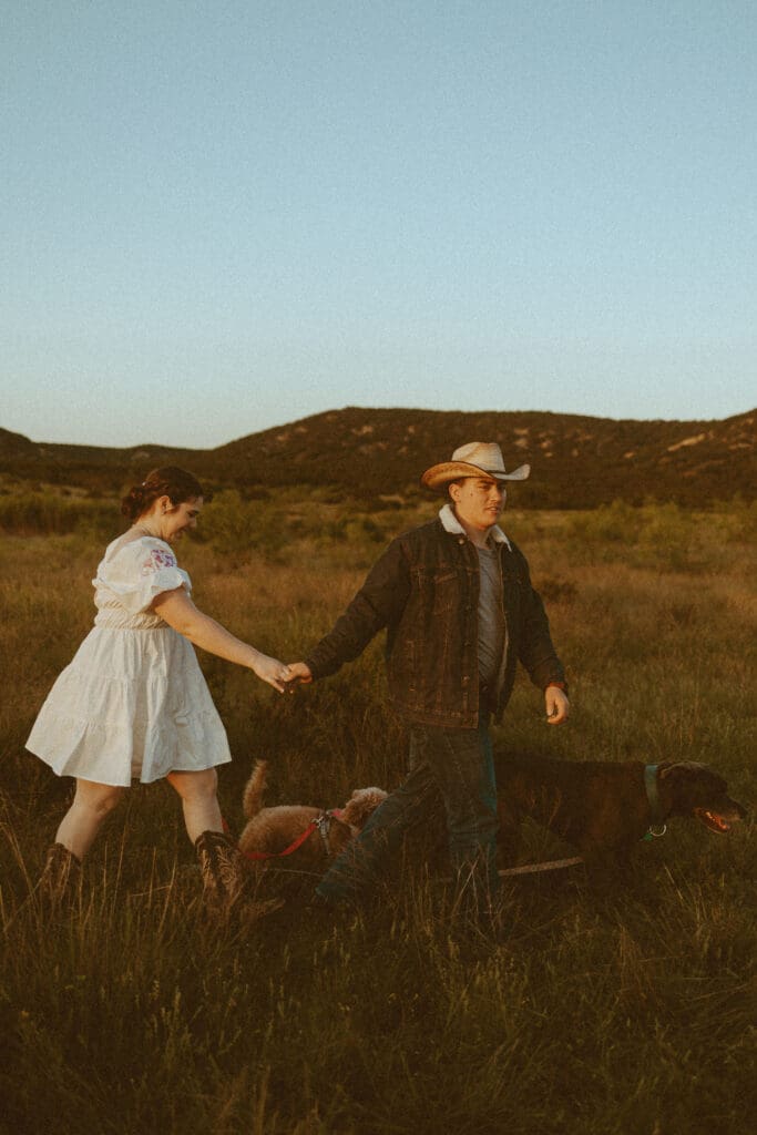 Vintage western couples session in a field in Buffalo Gap, TX
